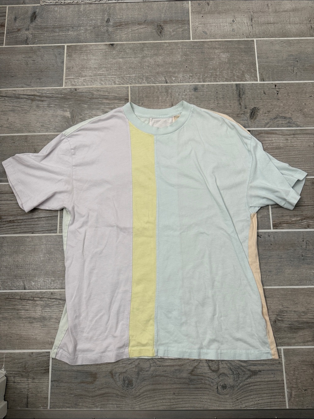 Women’s Pastel Colorblock Short Sleeve Tee - Mint, Pale Yellow & Cream